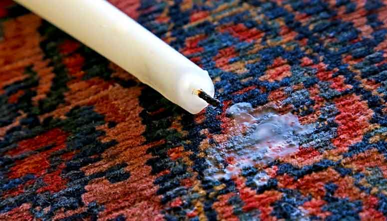 پاك كردن شمع از روی فرش از جنس الیاف مصنوعی و موکت